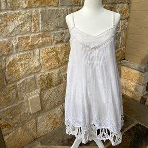 Free People White Beachy, Flowy Dress with “Lace” Detailing